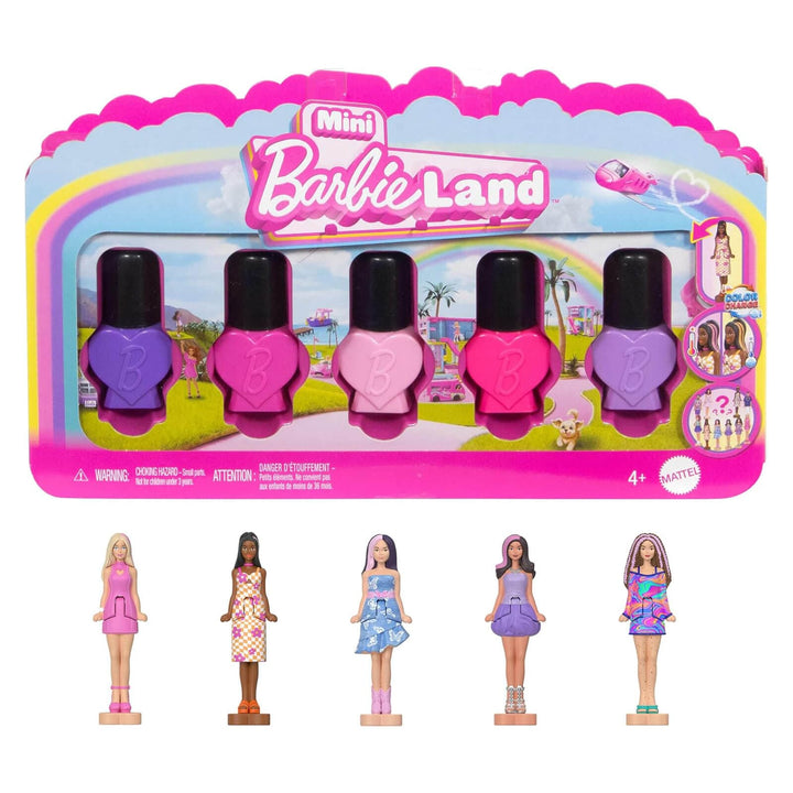 Mini Barbieland pack of 5 Nail Polish reveal dolls