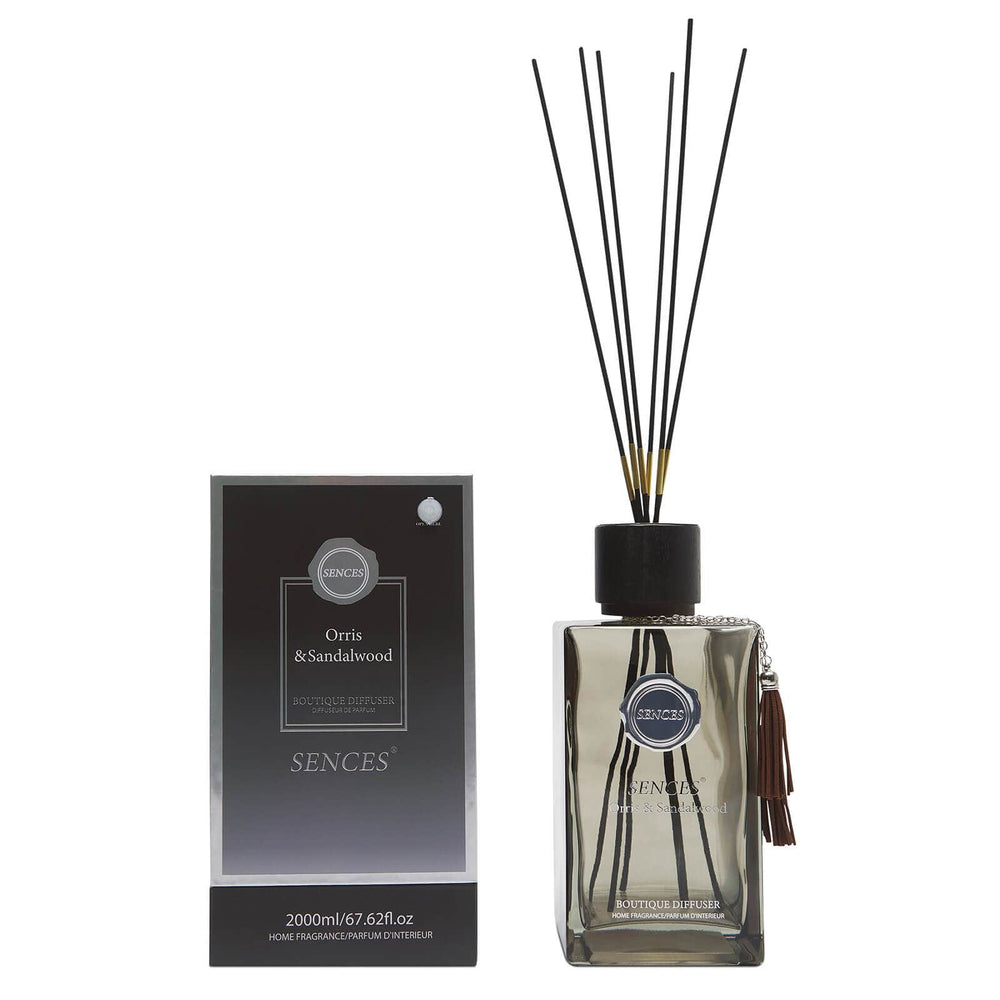 Orris & Sandalwood large reed diffuser with gift box packaging