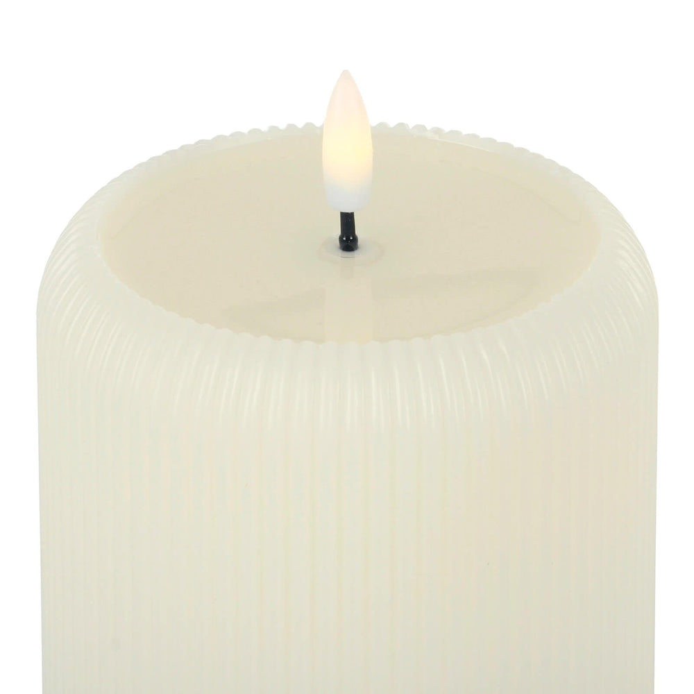 Close up of an LED flicker light candle with real wax