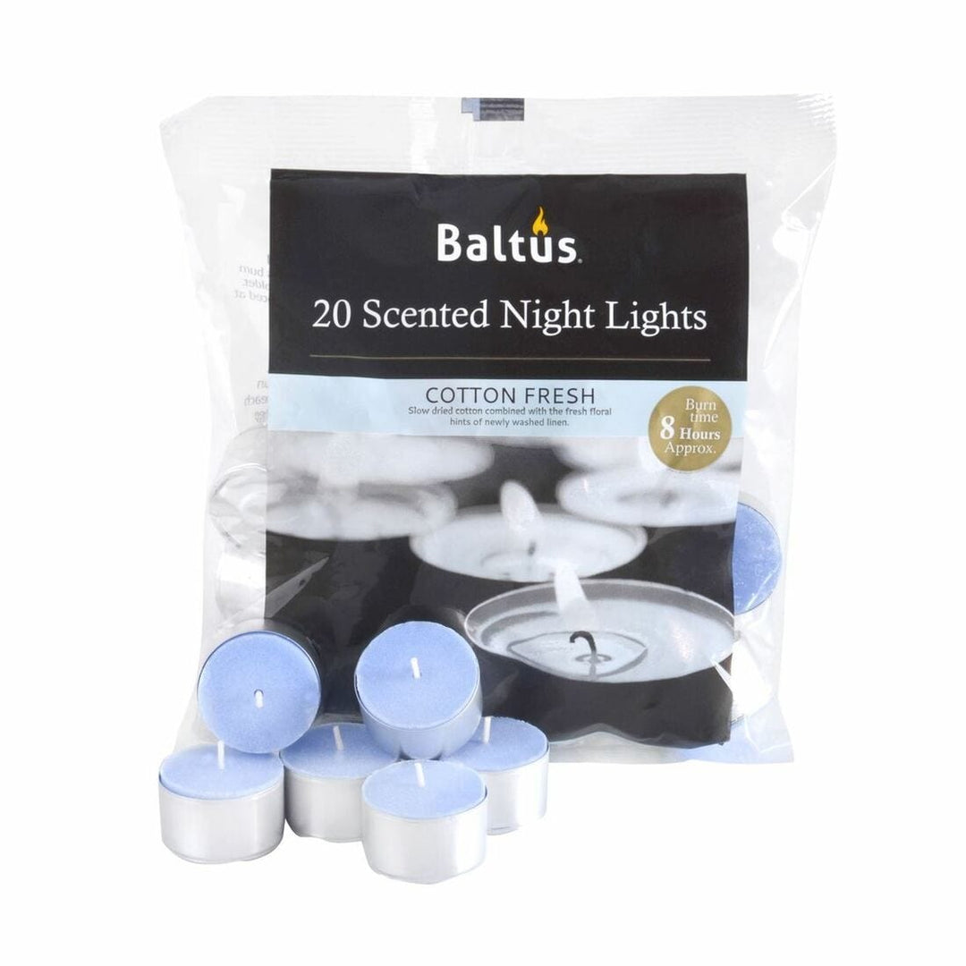 Baltus 20 Pack of Scented Tealight Night Lights Candles 8hr Burn Cotton Fresh