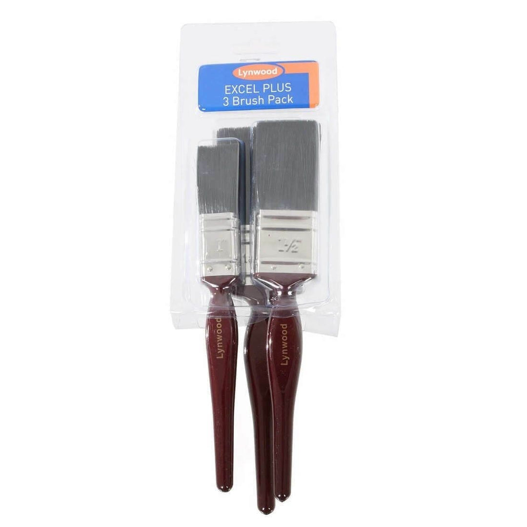 Lynwood 3 Pack Excel Plus Paint Brush Synthetic Bristles