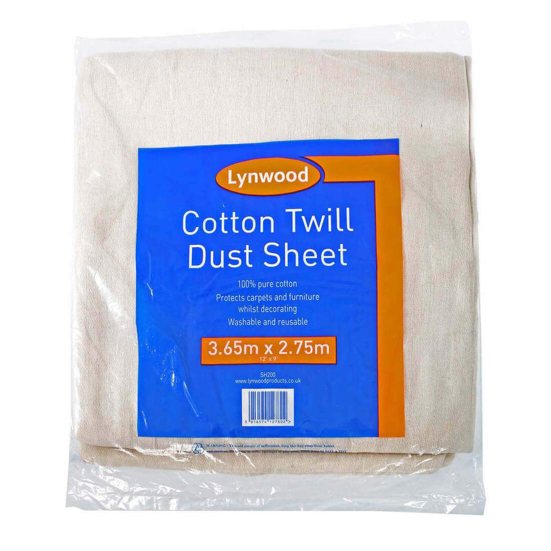 Lynwood Dust Sheet Pure Cotton Twill Reusable 3.65 x 2.75m