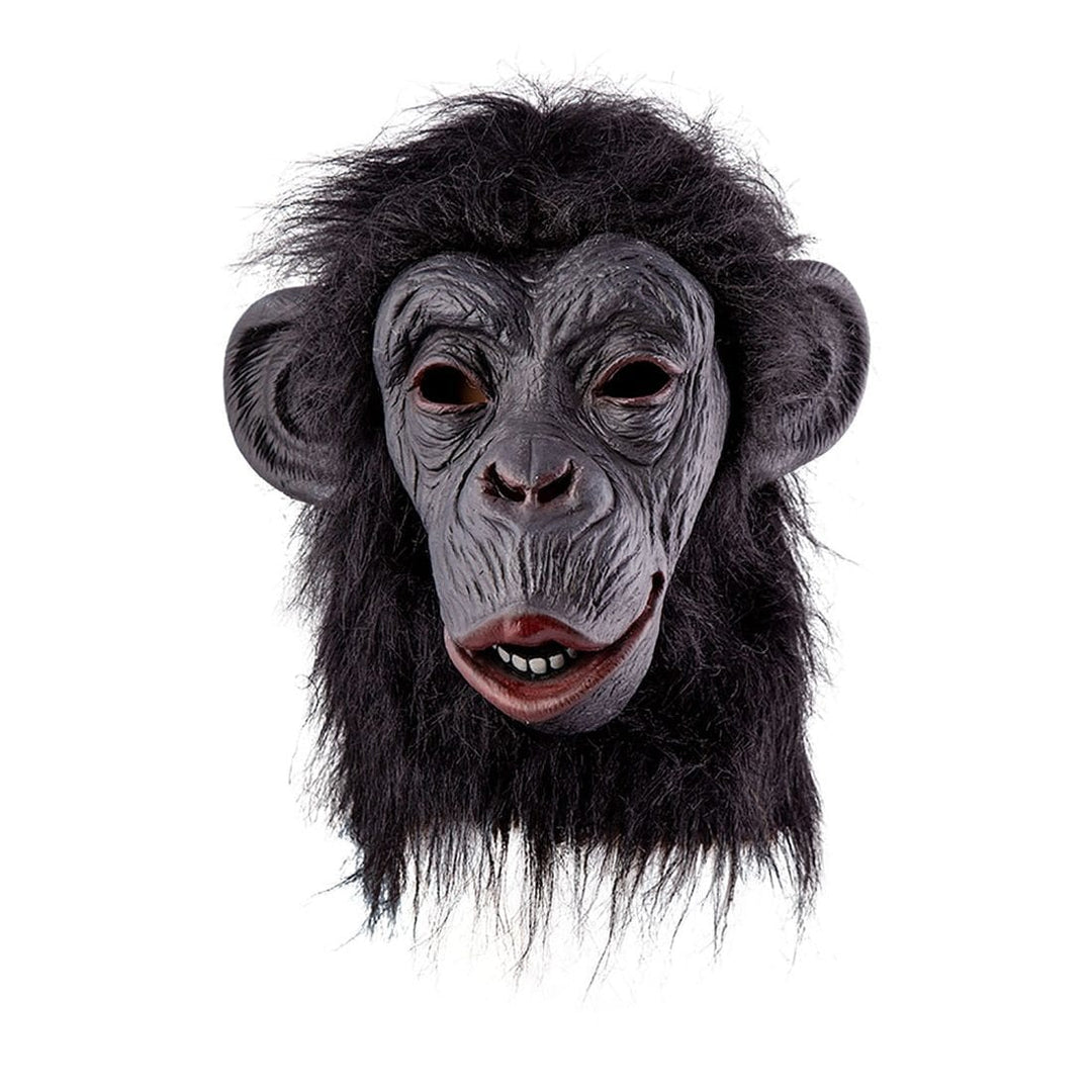 Gorilla Latex Mask Black Hair Ape Face Adults Halloween Fun
