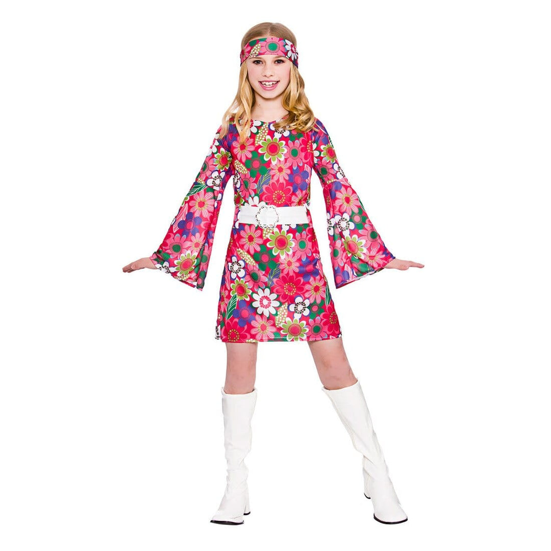 Girls Retro Go Go Girl Fancy Dress Halloween Costume L (8-10 years)