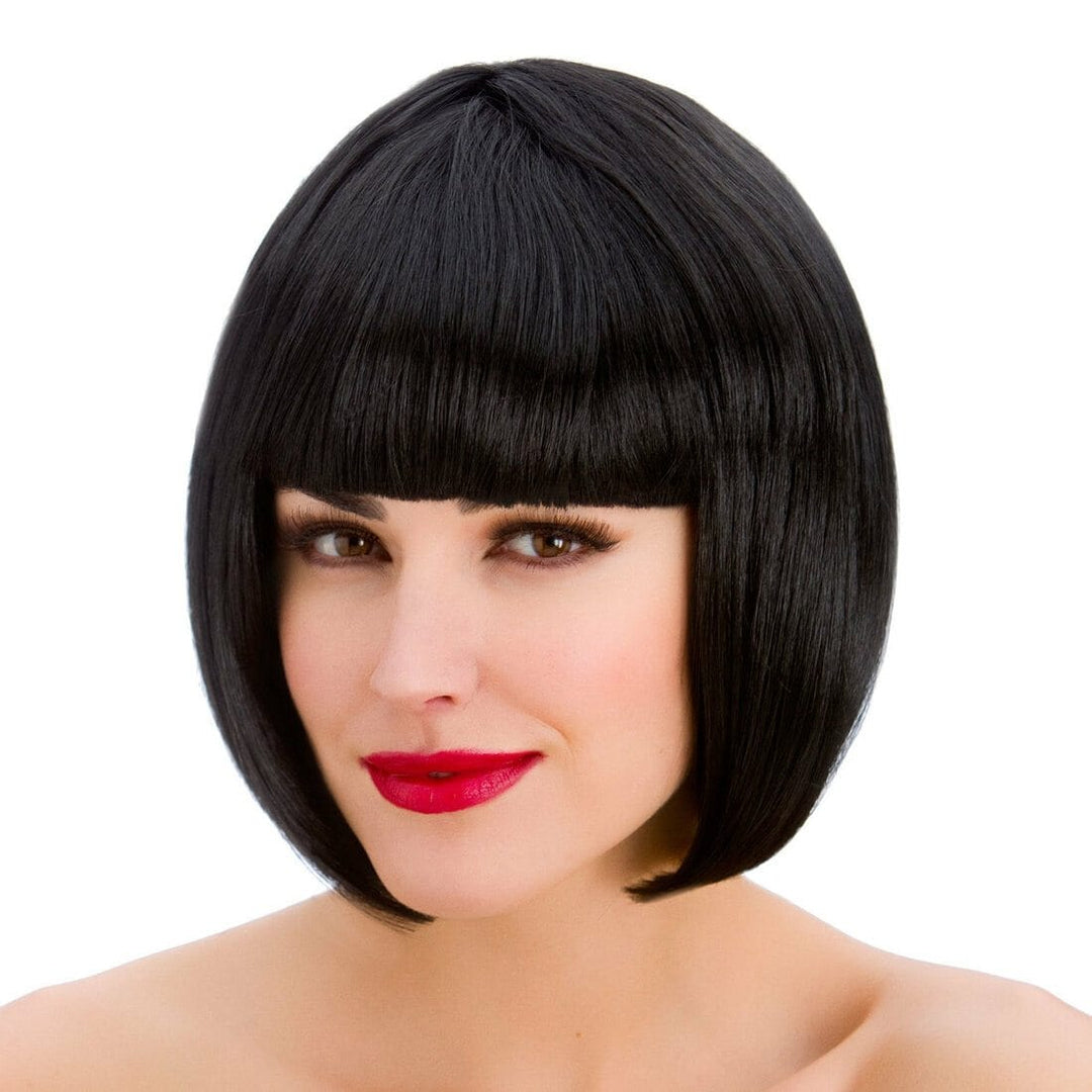 Womens Diva Short Black Wig With Fringe Halloween Accessory