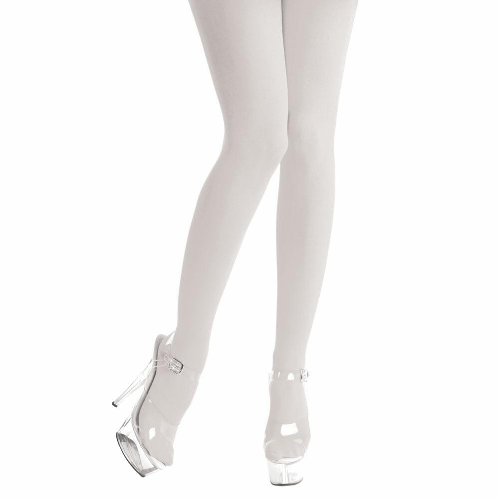 Opaque White Tights Pantyhose Fancy Dress Party Accessory