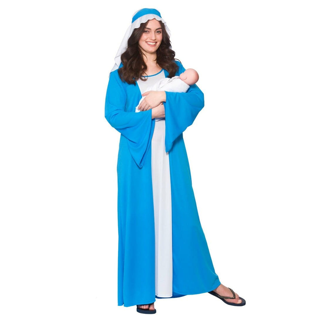 Mary Nativity Play Christmas Womens Fancy Dress Costume One Size