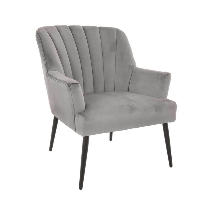 Hodge & Hodge Oyster Shape Armchair With Velvet Style Cover Grey