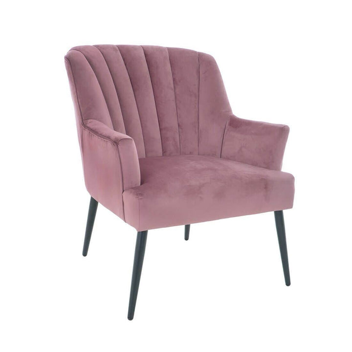 Hodge & Hodge Oyster Shape Armchair With Velvet Style Cover Dusky Pink