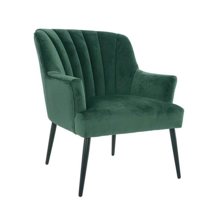 Hodge & Hodge Oyster Shape Armchair With Velvet Style Cover Dark Green