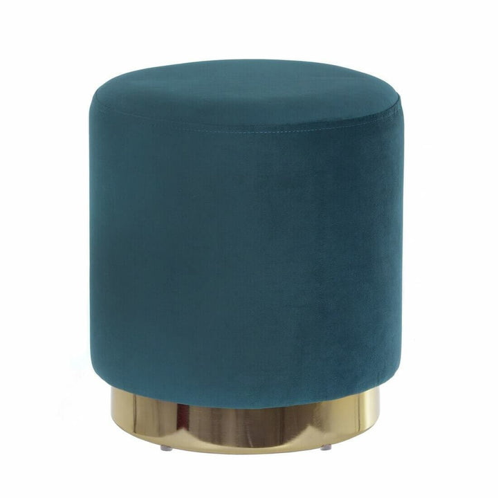 Hodge & Hodge Sophia Stylish Velvet Stool With Gold Base Teal