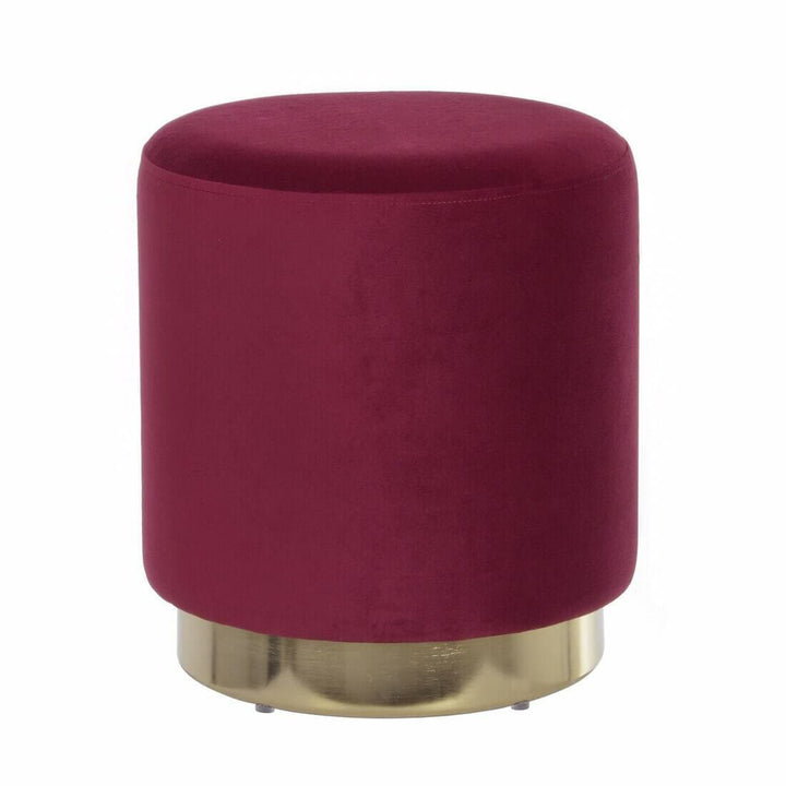 Hodge & Hodge Sophia Stylish Velvet Stool With Gold Base Berry