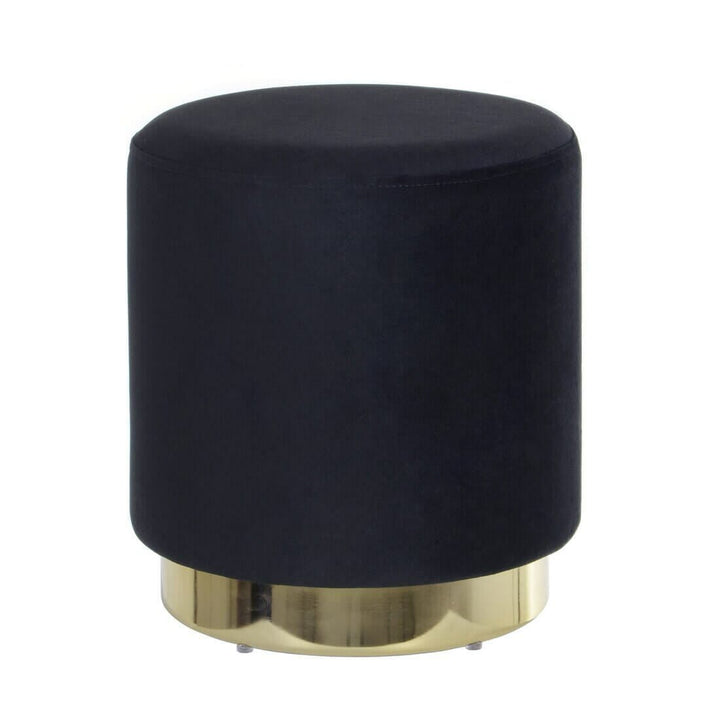 Hodge & Hodge Sophia Stylish Velvet Stool With Gold Base Black