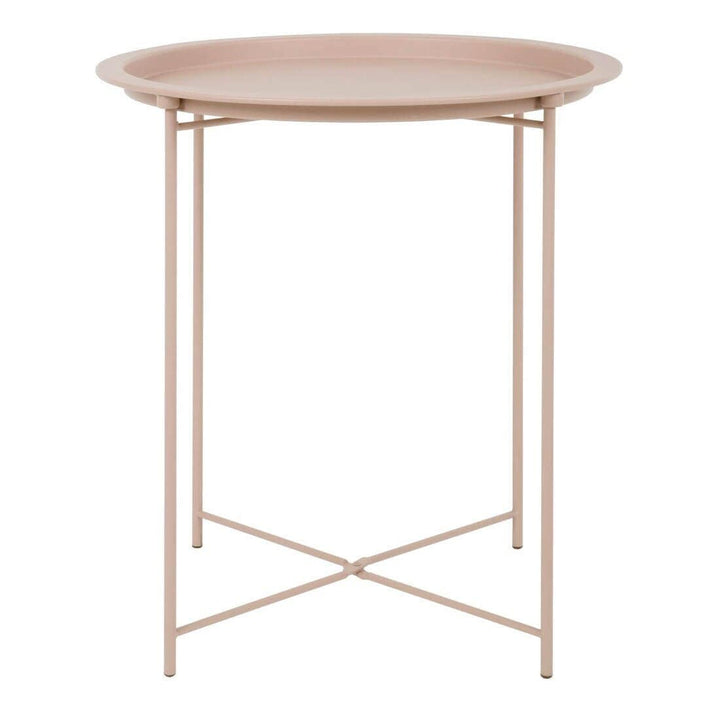 Hodge and Hodge Round Side Table Folding Metal Tray Top Pink