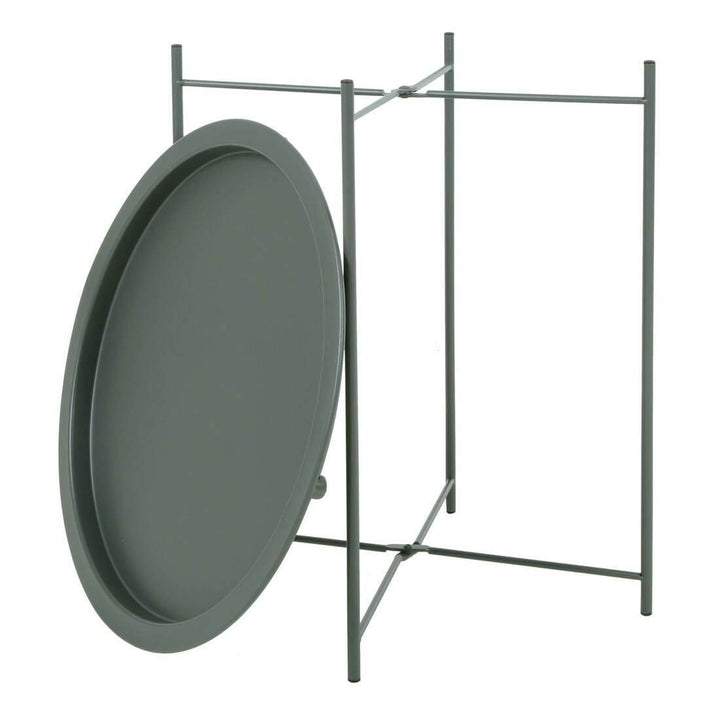 Hodge and Hodge Round Side Table Folding Metal Tray Top Dark Grey