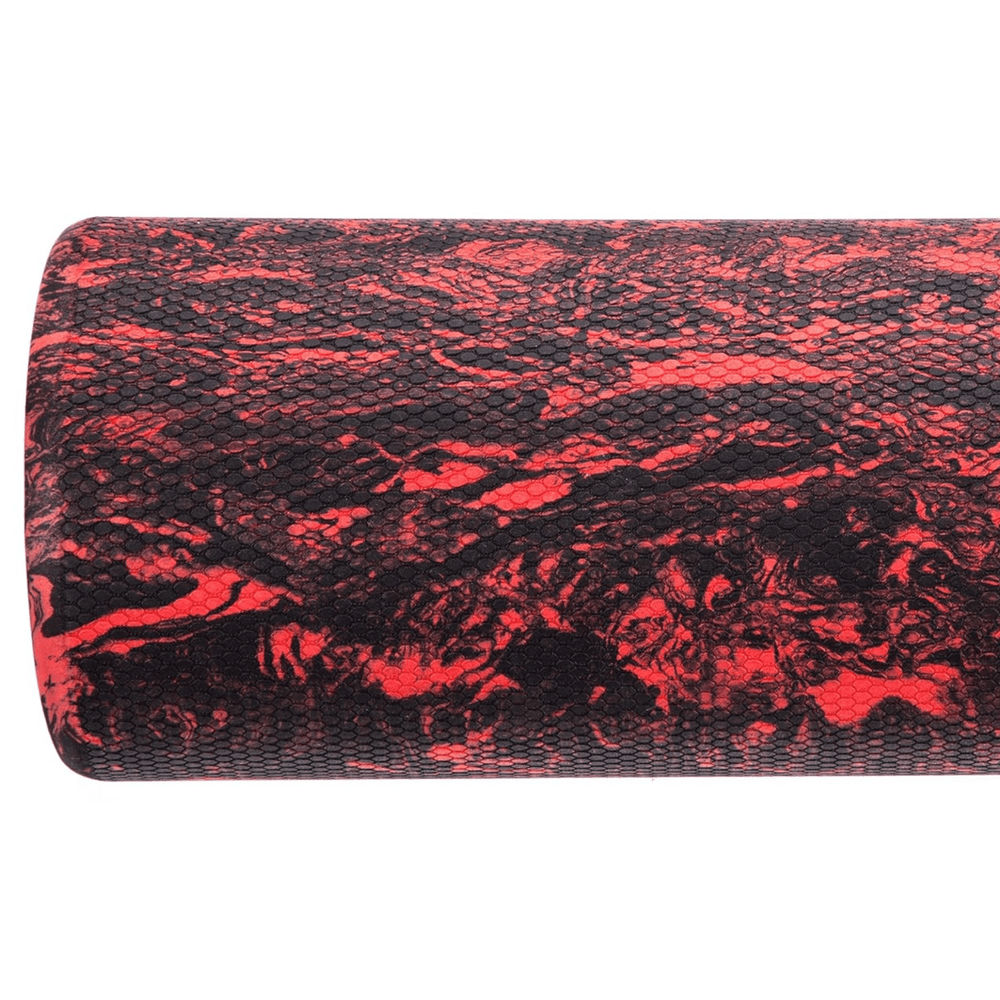 side view of foam roller featuring textured surface