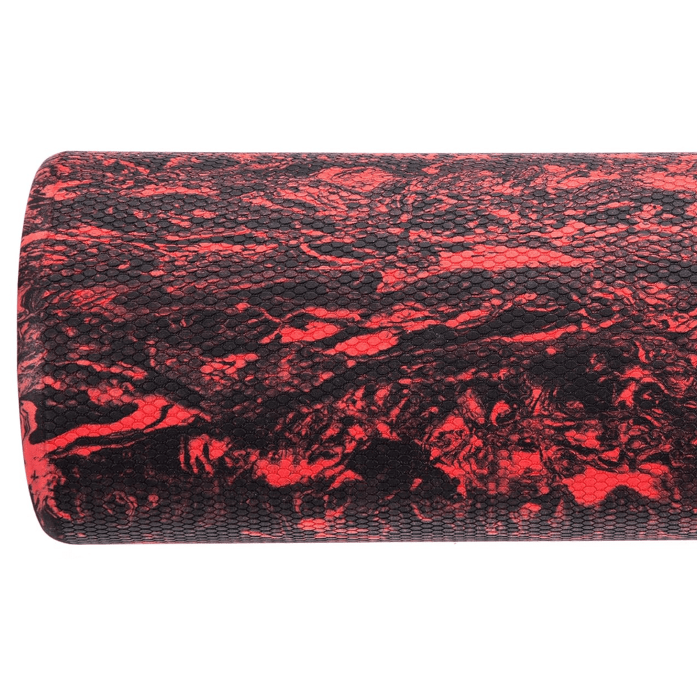 side view of foam roller featuring textured surface