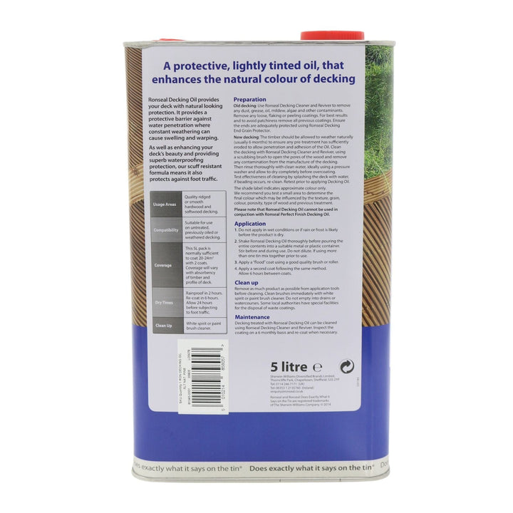 Can of Decking Oil with label on a white background