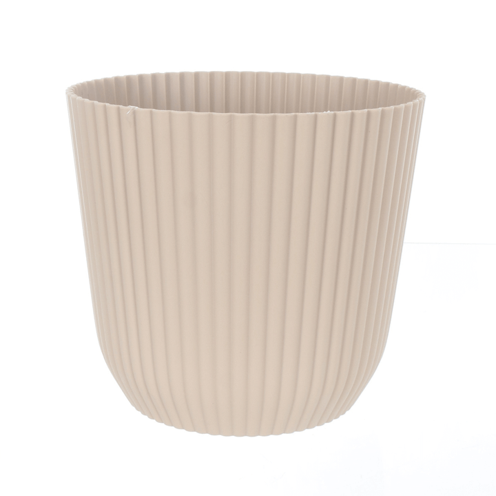 sand colour round plater with ridged edges