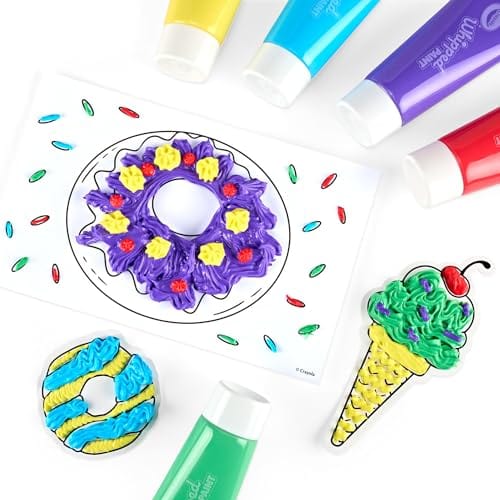 textured creating including doughnut and ice cream cone with vibrant textured paint