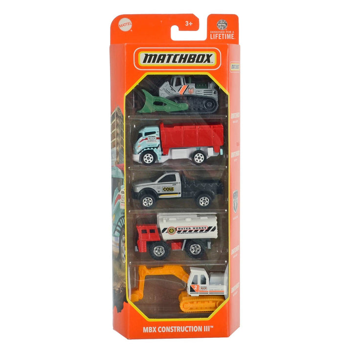 Matchbox pack of 5 Construction III die-cast vehicles