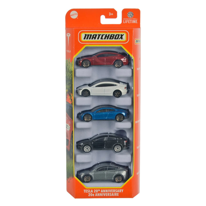 Matchbox pack of 5 Tesla 20th Anniversary die-cast cars