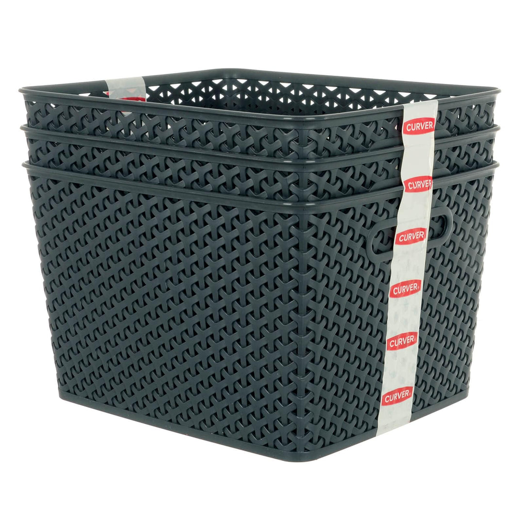 set of 3 dark grey storage baskets from Curver