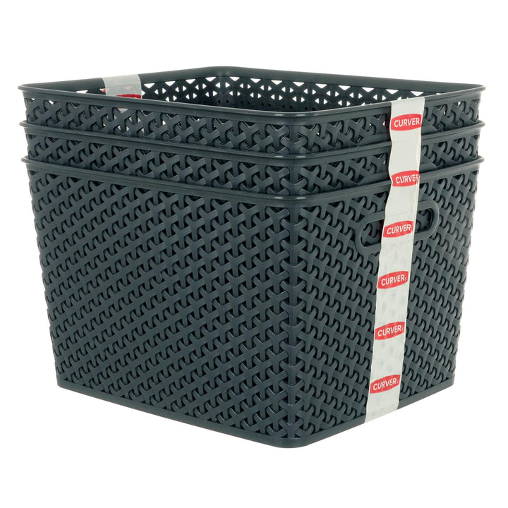 set of 3 dark grey storage baskets from Curver