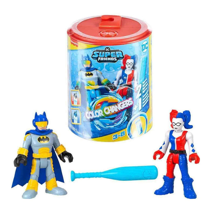 Batman and Harley Quinn with baseball bat DC Super Friends Color Changers set