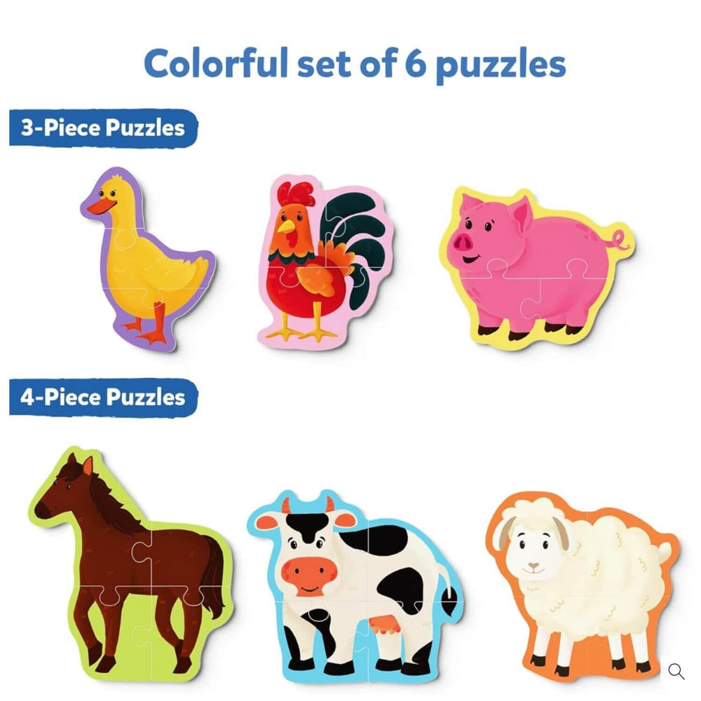 6 colourful farm animal jigsaw puzzles