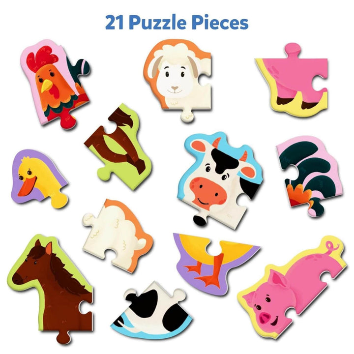 21 animal puzzle pieces to create 6 jigsaws
