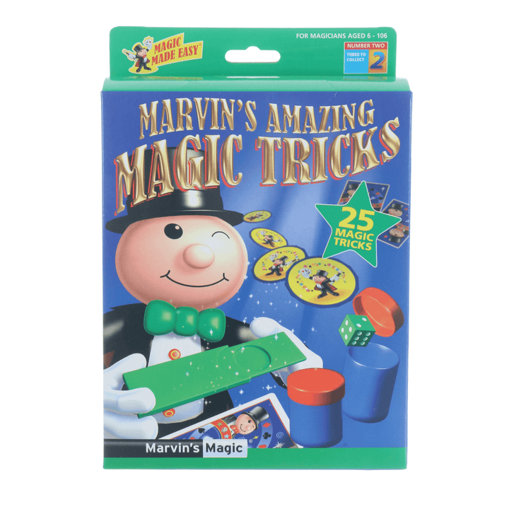 marvin's amazing magic tricks box set 2of 3 in the series 25 magic tricks in blue & green cardboard box