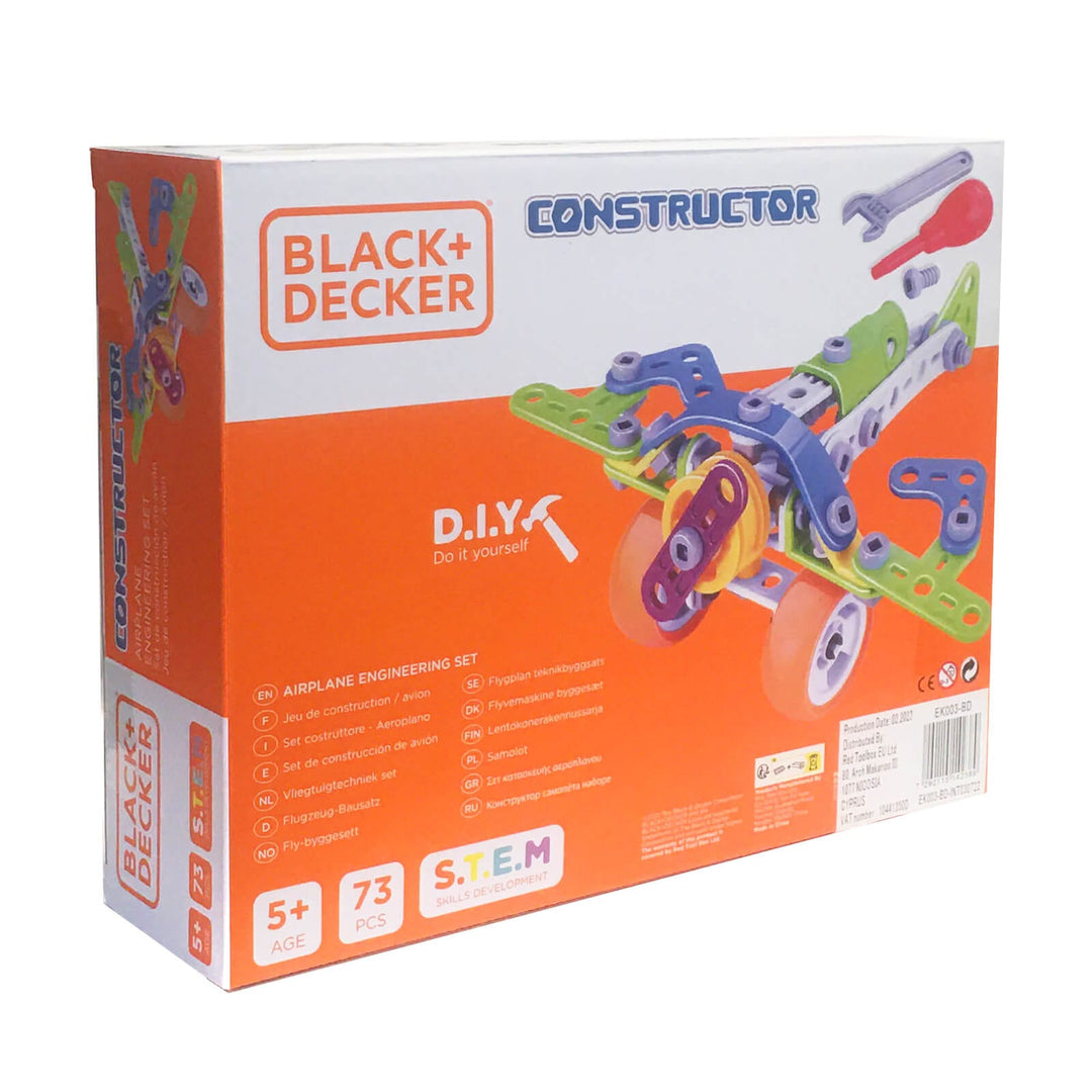 Back of the box of a plane building set