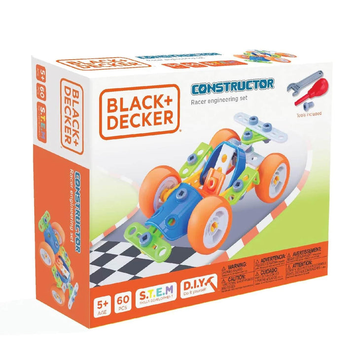 Black + Decker Racing Car engineering set in box with 60 piees