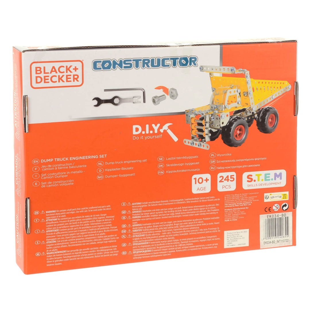 Back of the box of Black +r truck set