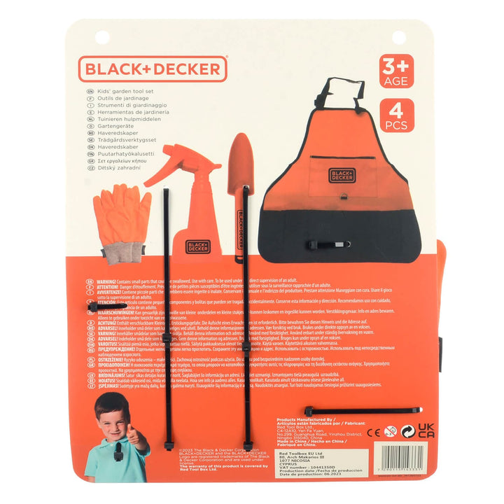 Back of the pack of Black + Decker kids&