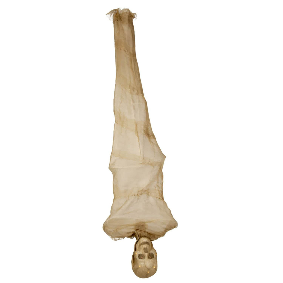 Hanging mummy Halloween decoration with red LED eyes and white LED lights