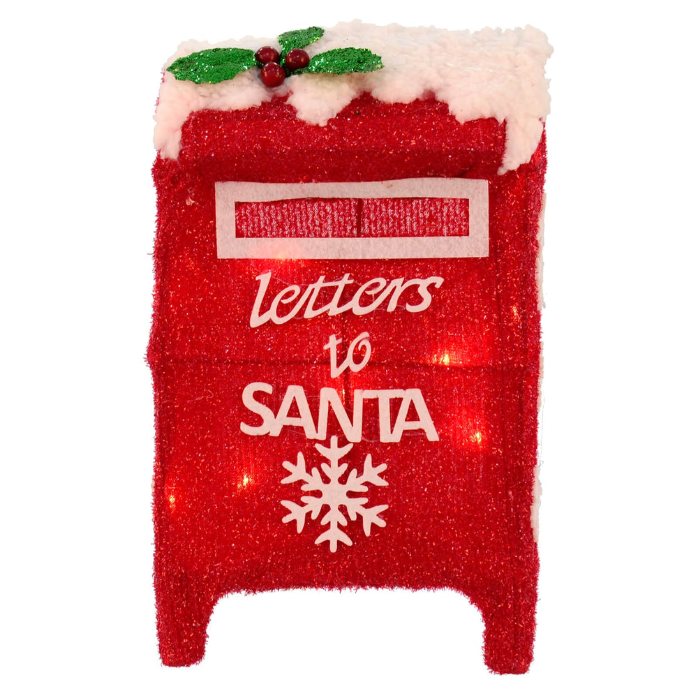 Red letters to Santa mail box with LED lights snow and holly