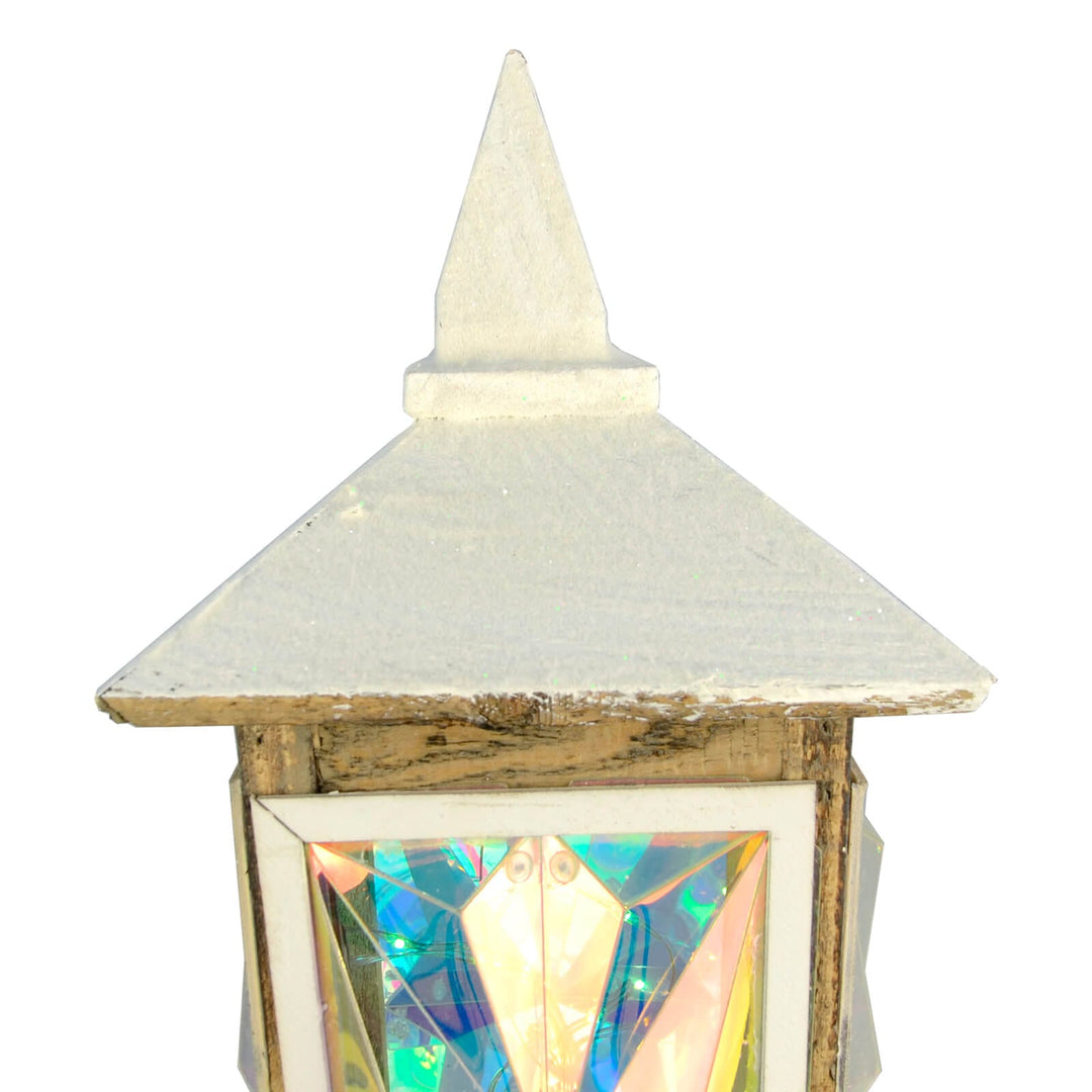 Close up of the top of a Christmas LED street light decoration