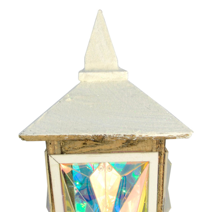 Close up of the top of a Christmas LED street light decoration