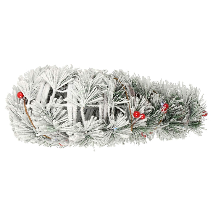 Side view of a frosted Christmas wreath