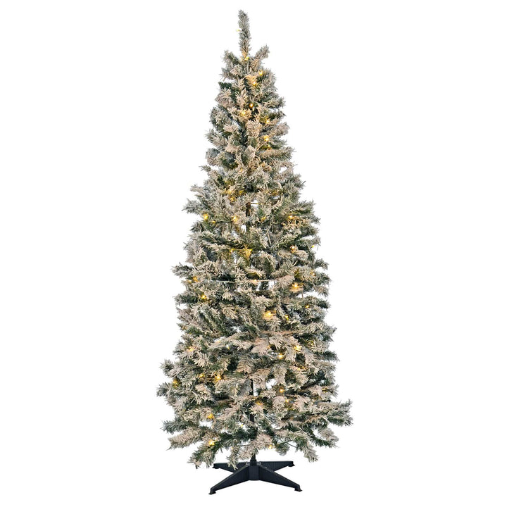 Frosted green Christmas tree with warm white LED lights