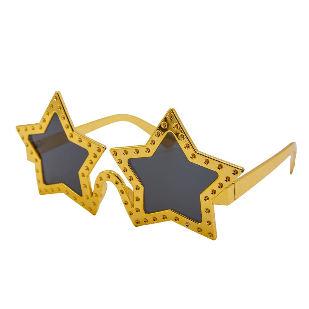 Gold frame star shape sunglasses for fancy dress parties