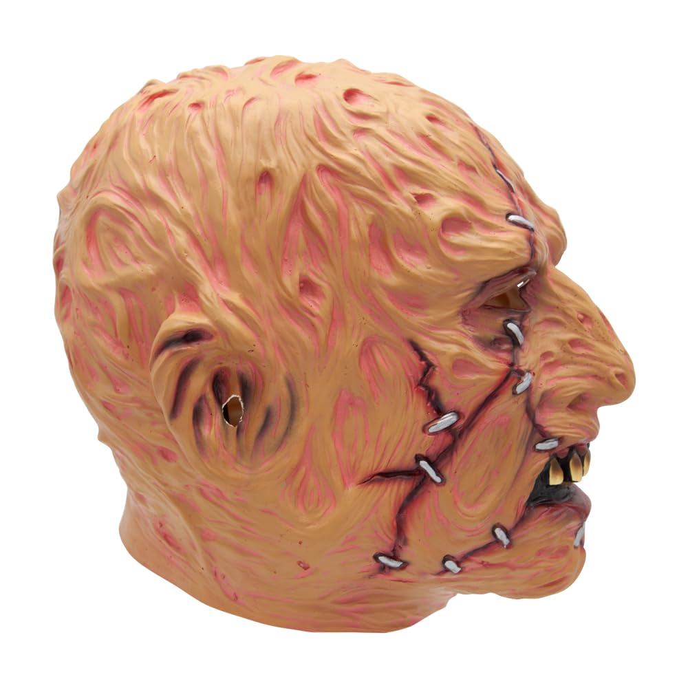 Scary mask with stitches and a white background