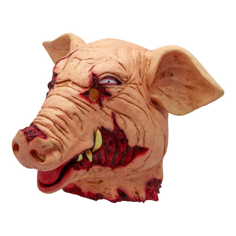 Horror slaughtered pig's head mask for Halloween