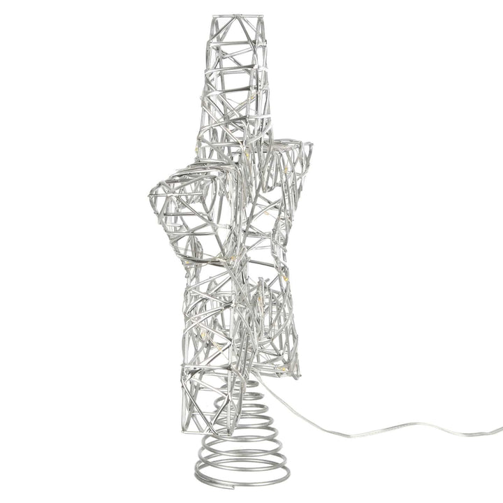 Side view of a silver frame star Christmas tree topper
