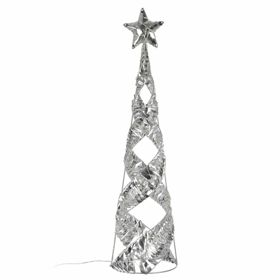 Spiral cone shape silver Christmas tree with star topper