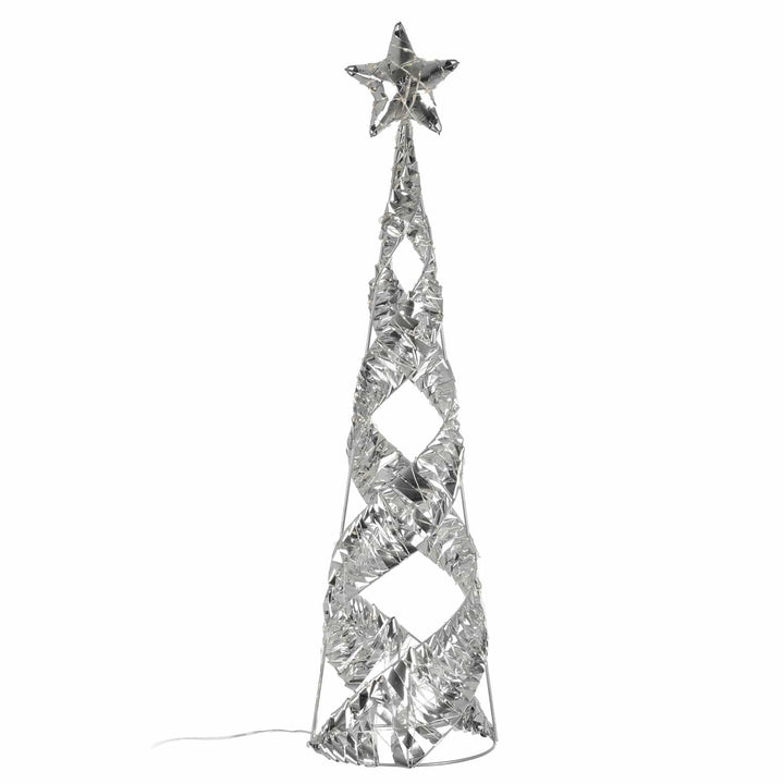 Spiral cone shape silver Christmas tree with star topper