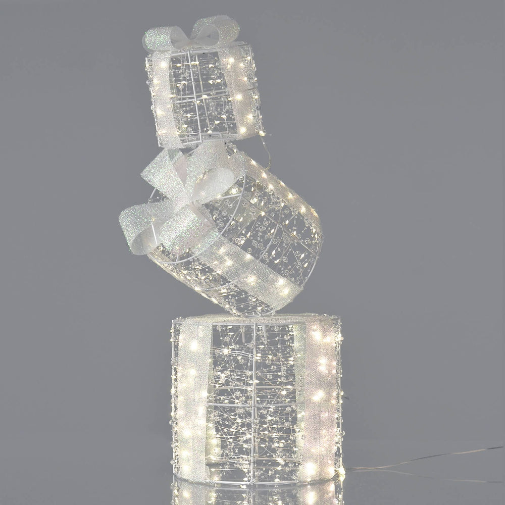 Stack of 3 Christmas gift boxes light up decoration