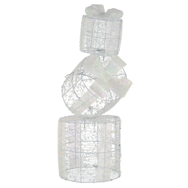 Stack of 3 light up Christmas gift box decoration